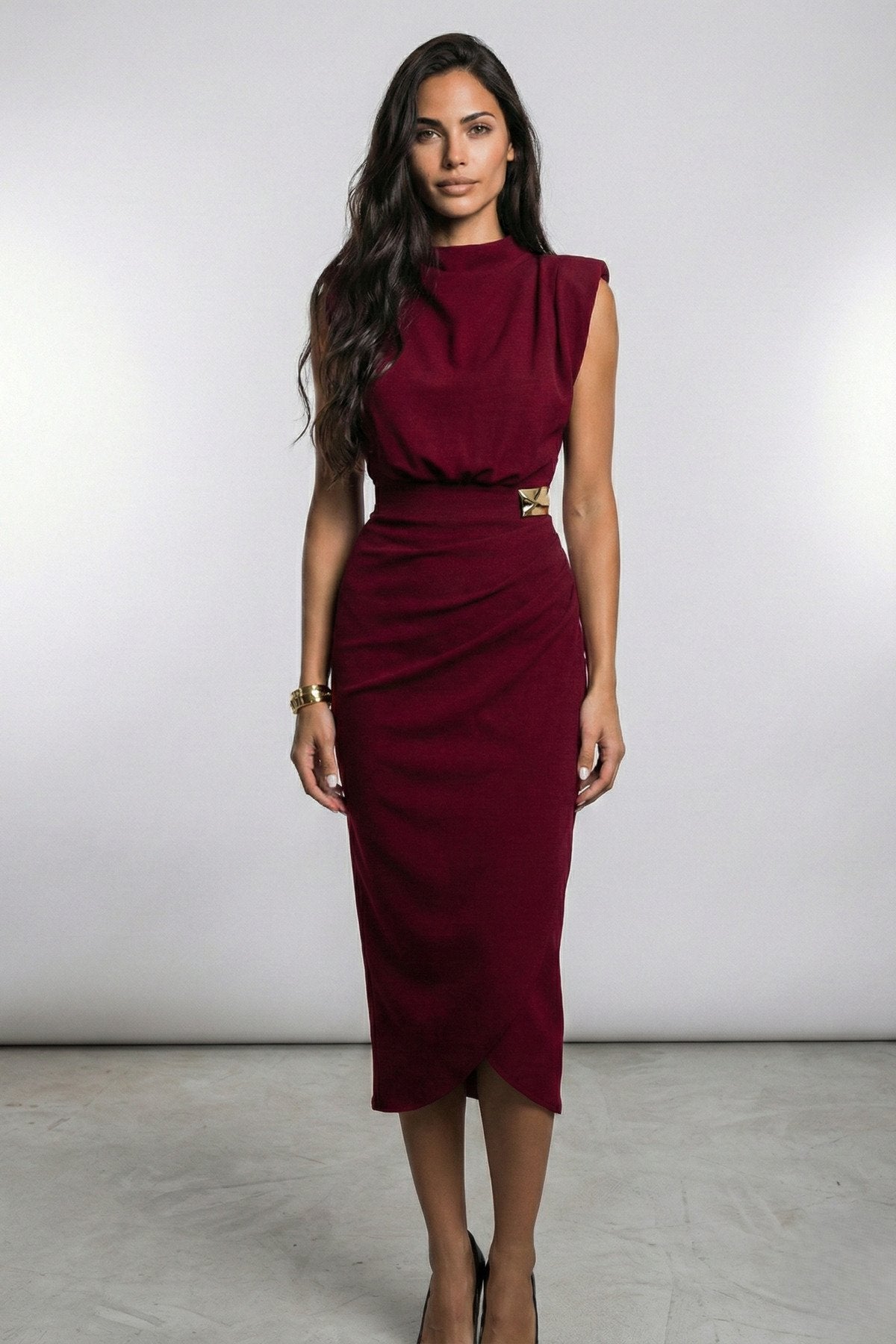 KADIN ANVELOP KESİM VATKALI BROŞLU ESNEK KUMAŞ KOLSUZ ABİYE DÜĞÜN DAVET SÖZ NİŞAN ELBİSESİ