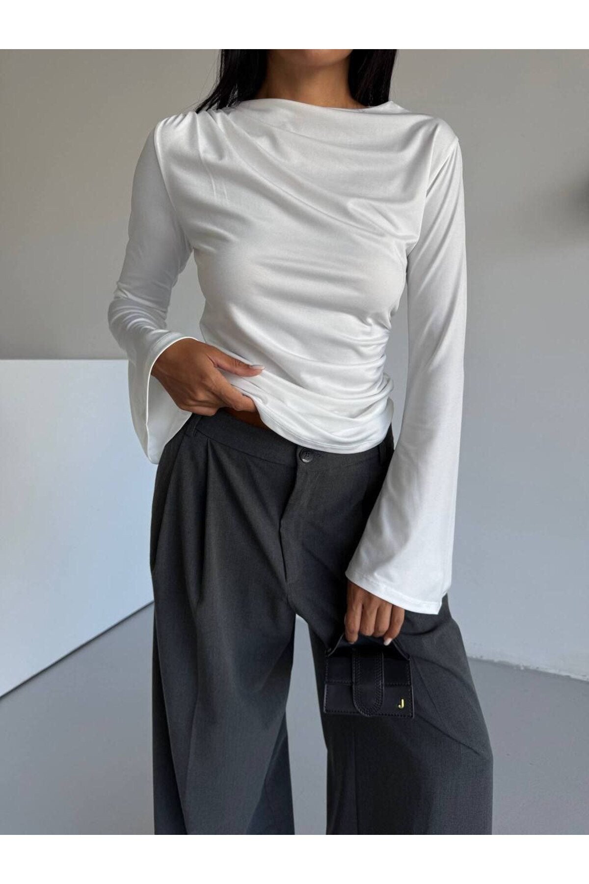 KADIN DRAPELİ İSPANYOL KOL ESNEK KUMAŞ BLUZ