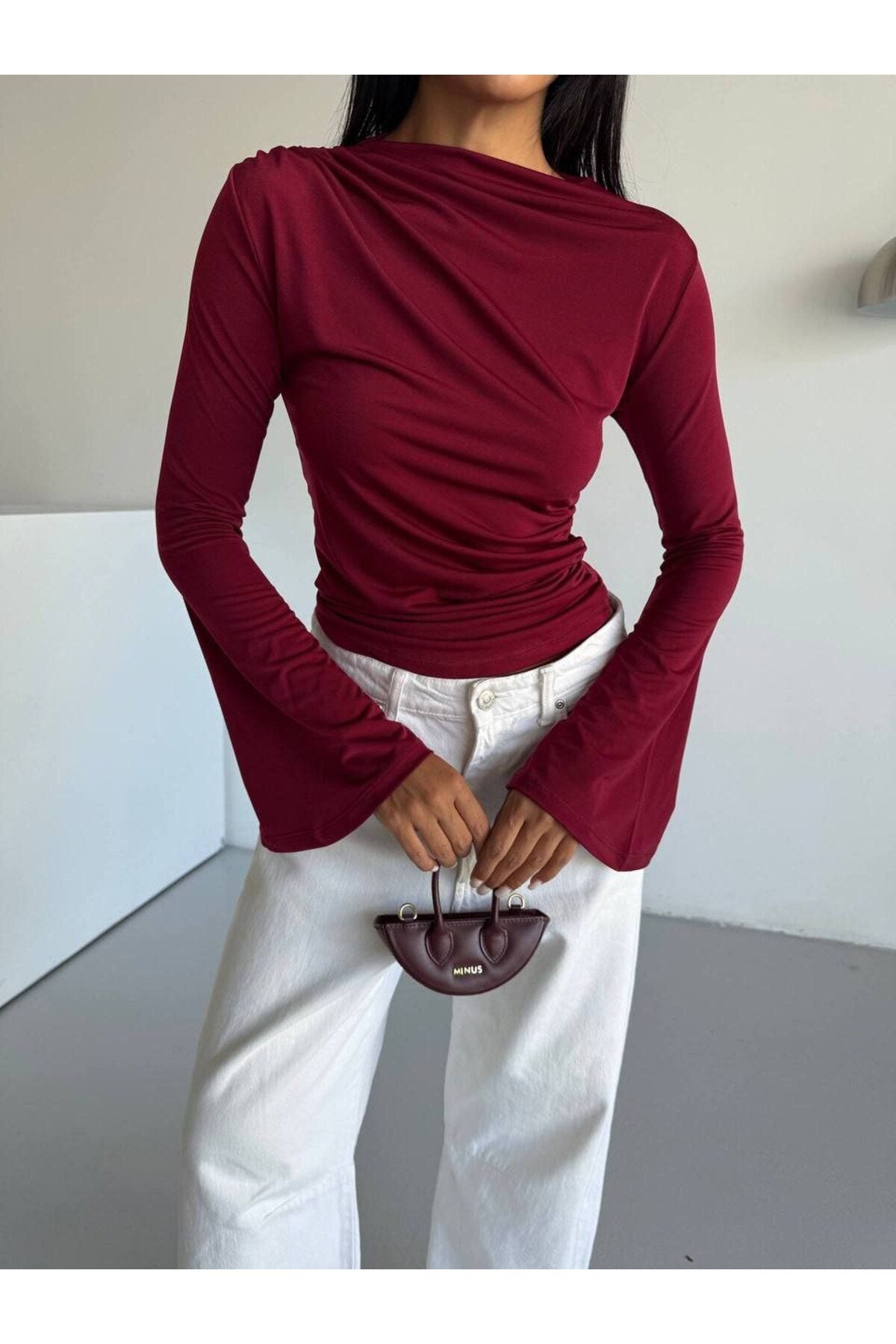 KADIN DRAPELİ İSPANYOL KOL ESNEK KUMAŞ BLUZ