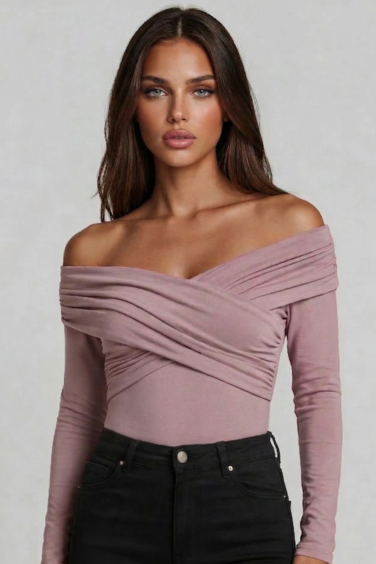 KADIN ÇAPRAZ YAKA DRAPE DETAYLI ESNEK KUMAŞ TASARIM BLUZ