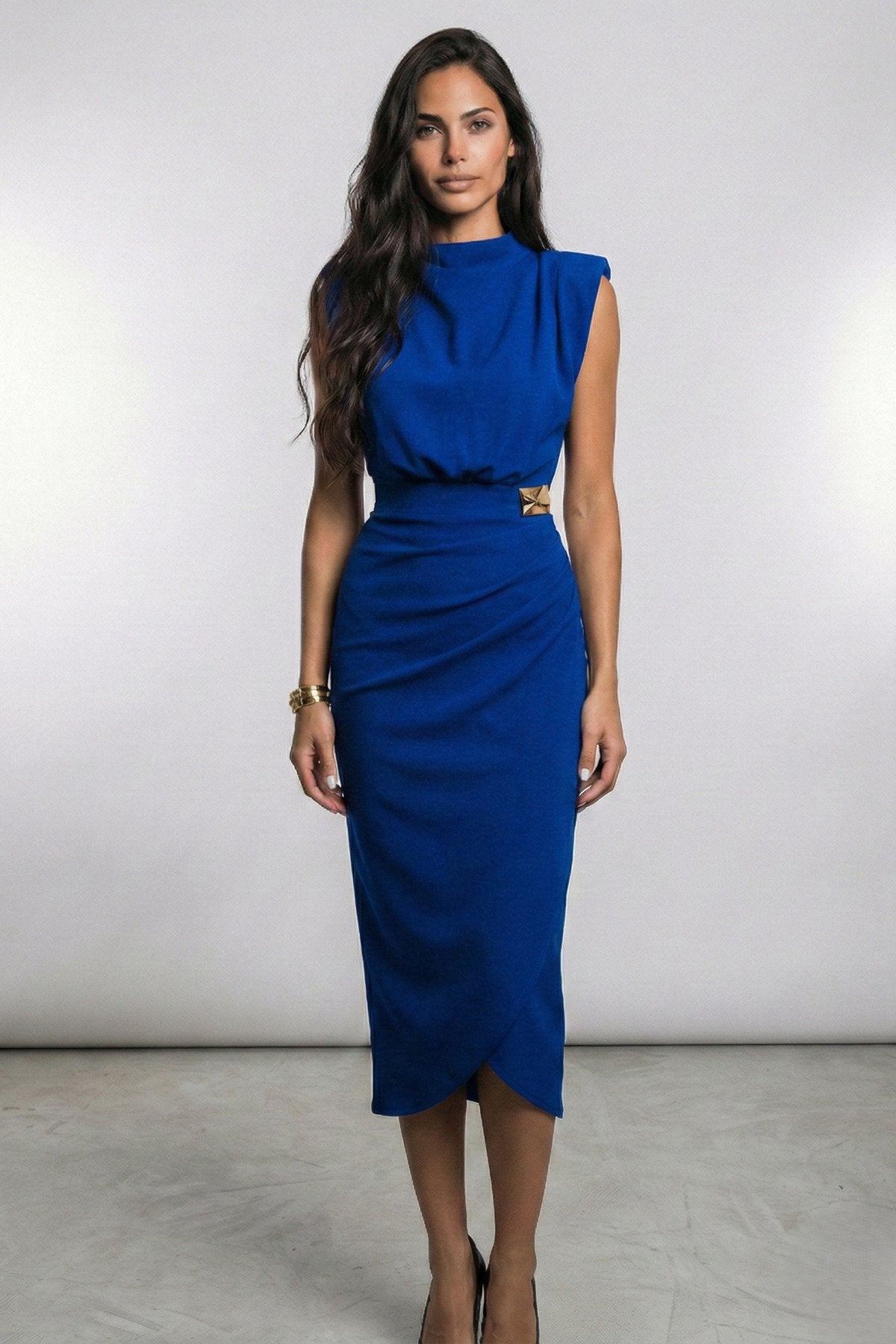 KADIN ANVELOP KESİM VATKALI BROŞLU ESNEK KUMAŞ KOLSUZ ABİYE DÜĞÜN DAVET SÖZ NİŞAN ELBİSESİ