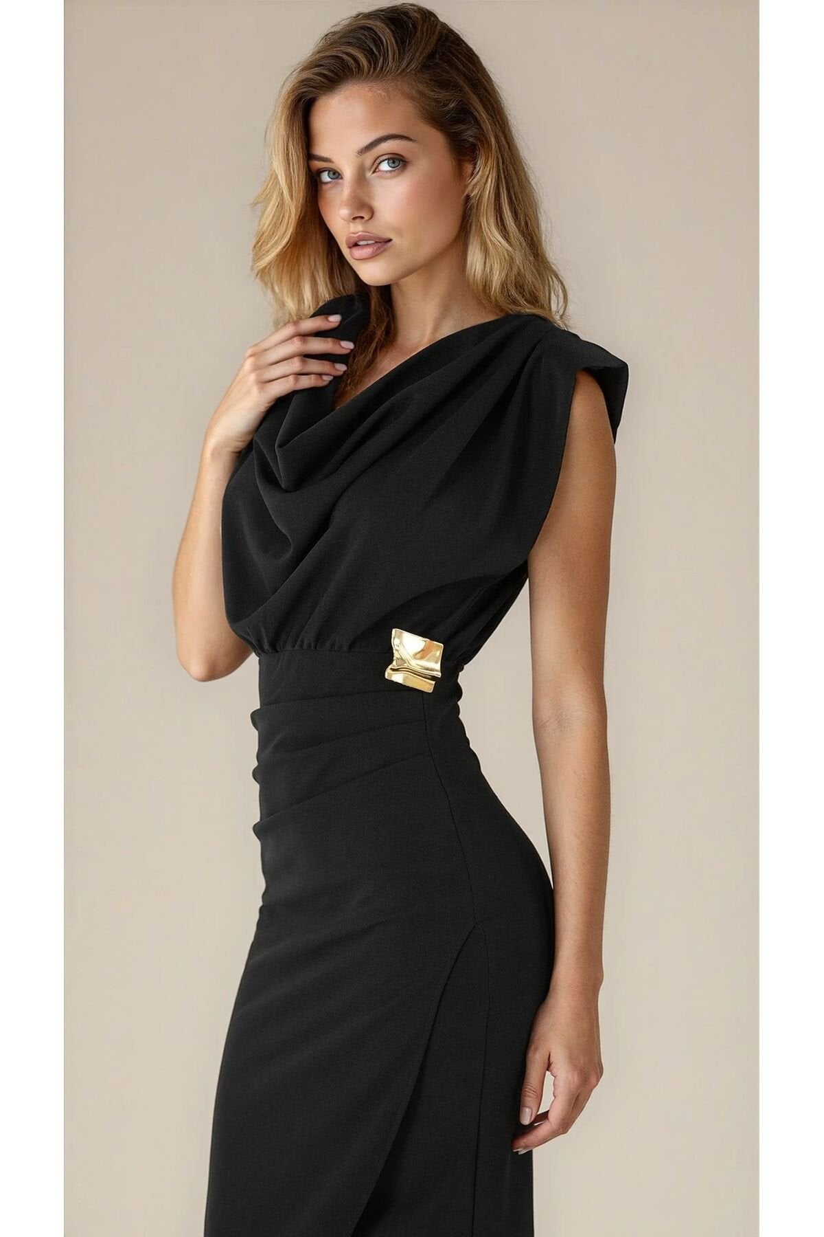 KADIN VATKALI DEGAJE YAKA BROŞLU ANVELOP KESİM ABİYE DÜĞÜN NİŞAN SÖZ DAVET MEZUNİYET BALO ELBİSESİ