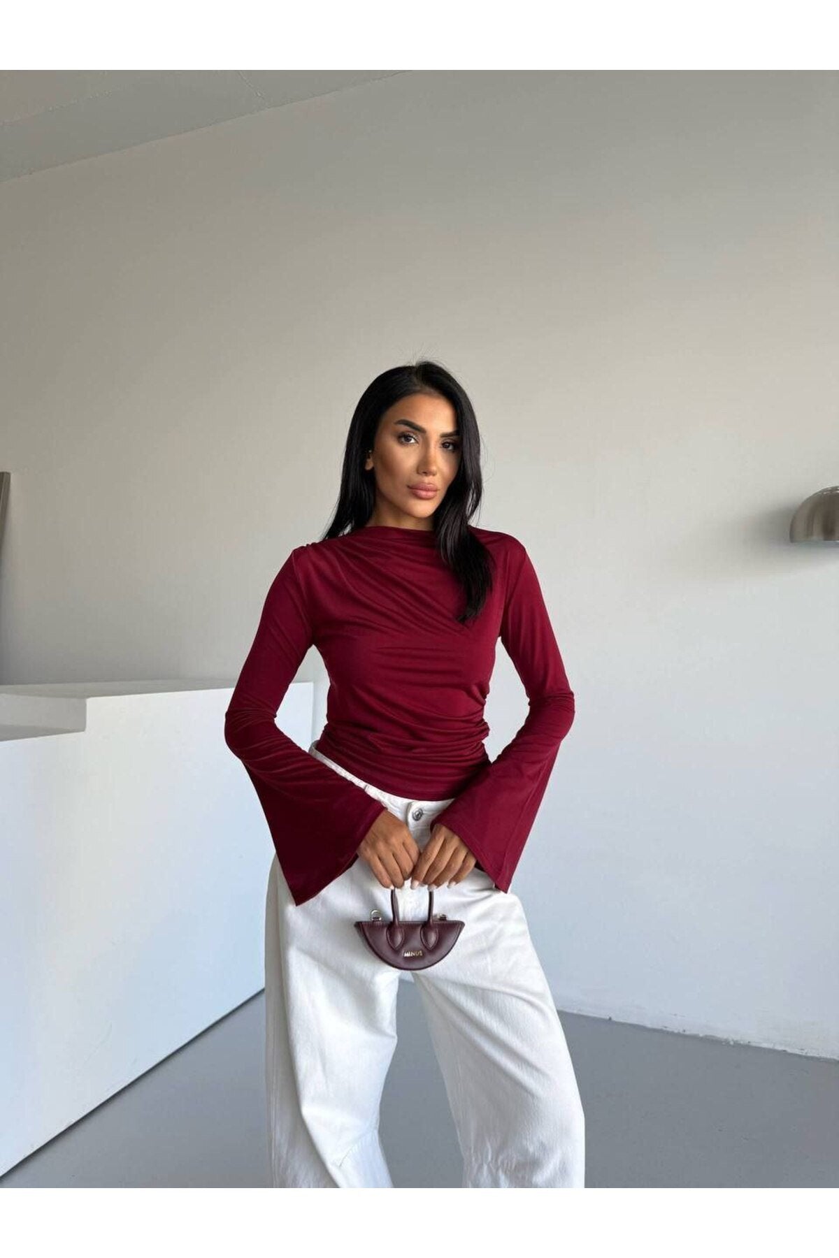 KADIN DRAPELİ İSPANYOL KOL ESNEK KUMAŞ BLUZ