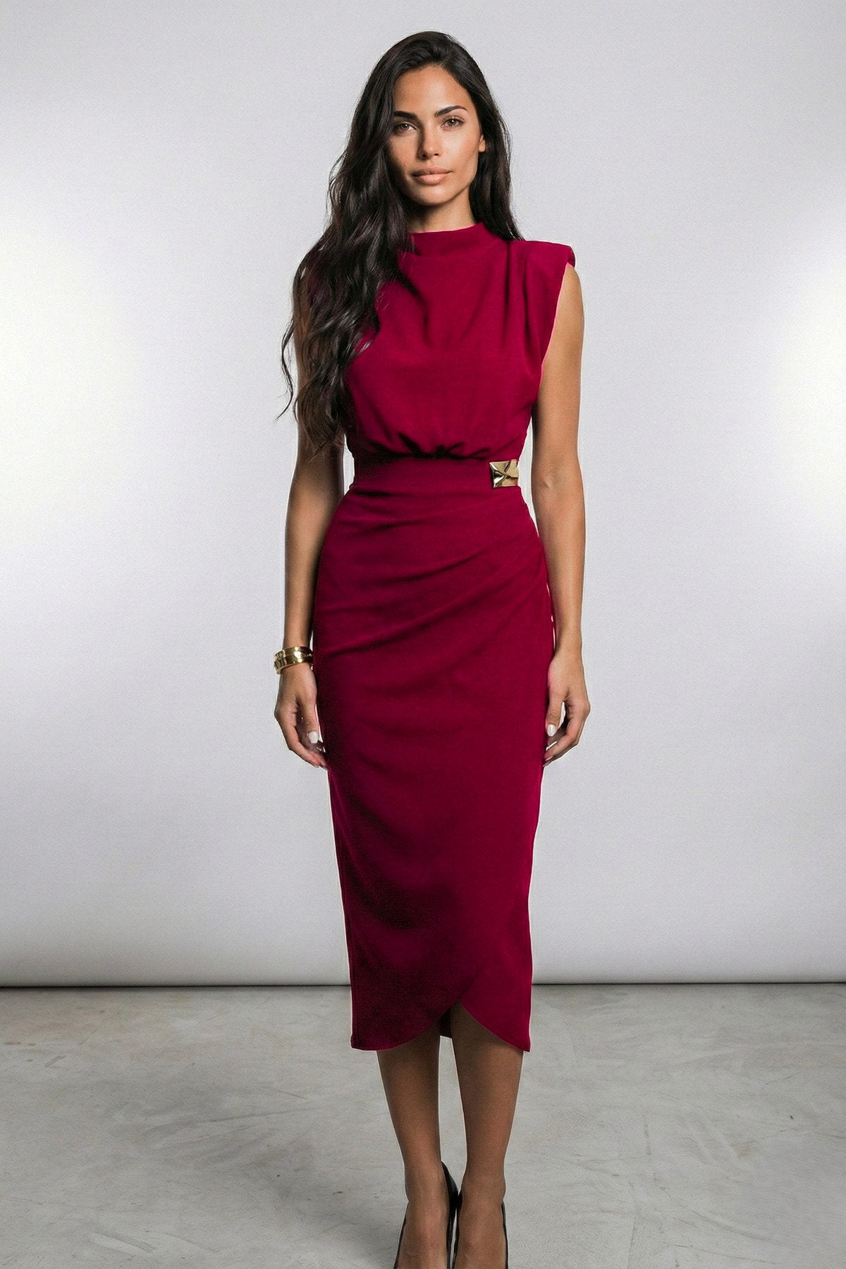 KADIN ANVELOP KESİM VATKALI BROŞLU ESNEK KUMAŞ KOLSUZ ABİYE DÜĞÜN DAVET SÖZ NİŞAN ELBİSESİ