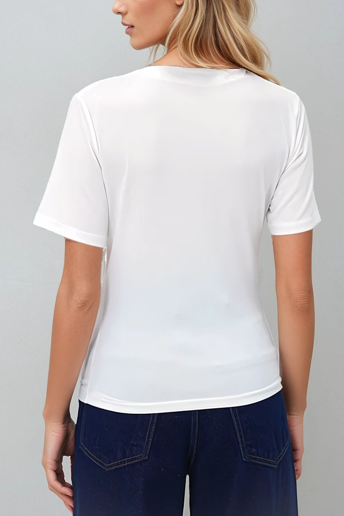 KADIN DRAPE DETAYLI ESNEK SANDY KUMAŞ BLUZ