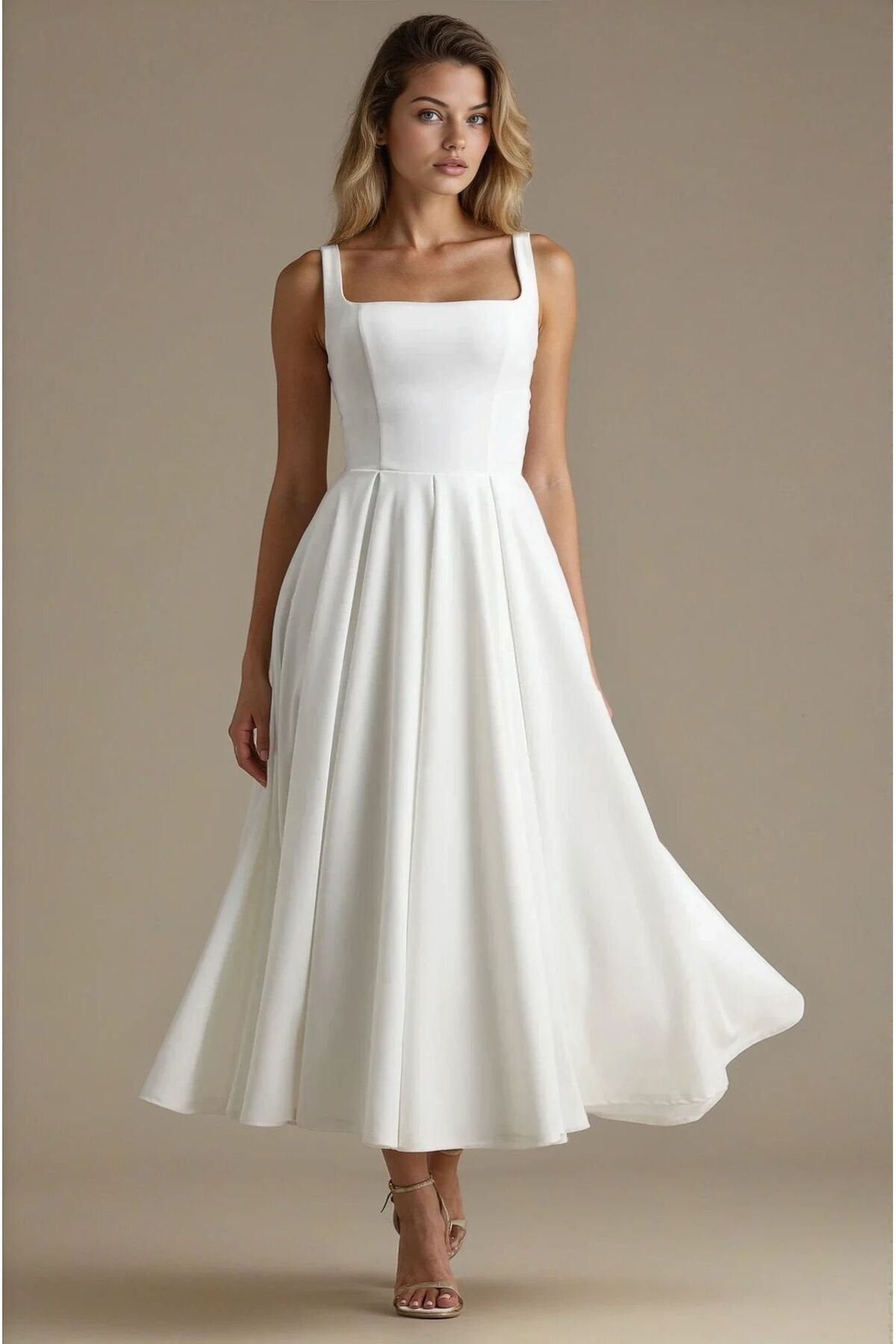 KADIN ATLAS KUMAŞ KLOŞ KESİM KALIN ASKILI UZUN DÜĞÜN NİŞAN SÖZ DAVET ELBİSESİ