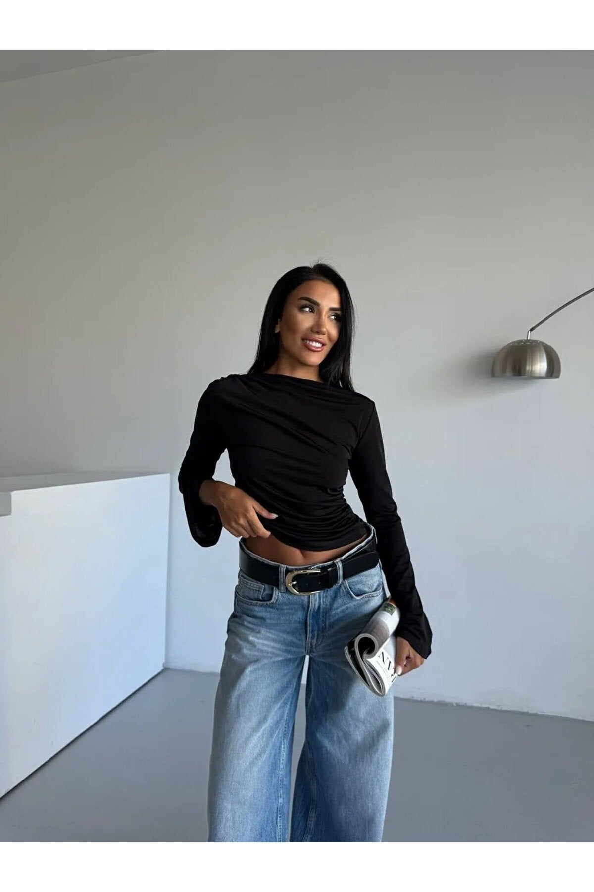 KADIN DRAPELİ İSPANYOL KOL ESNEK KUMAŞ BLUZ