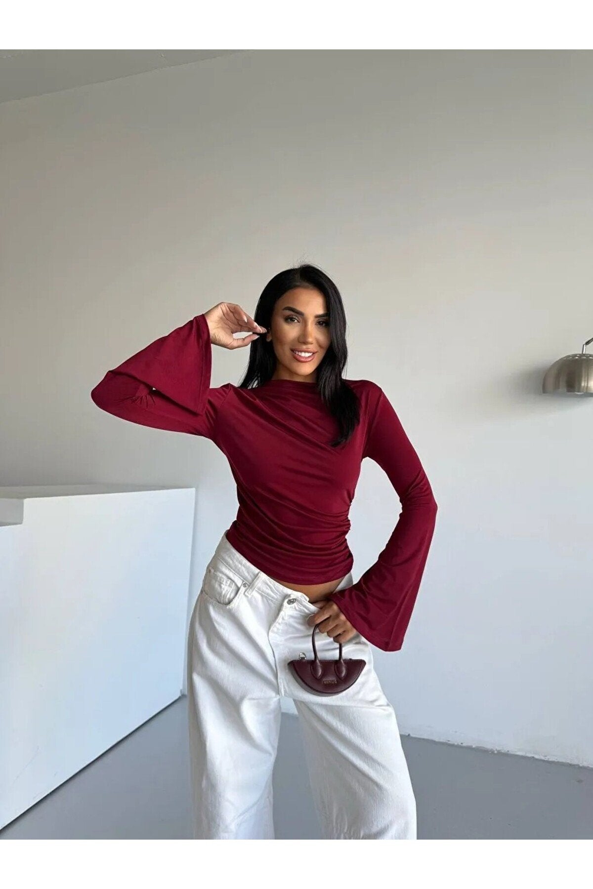 KADIN DRAPELİ İSPANYOL KOL ESNEK KUMAŞ BLUZ