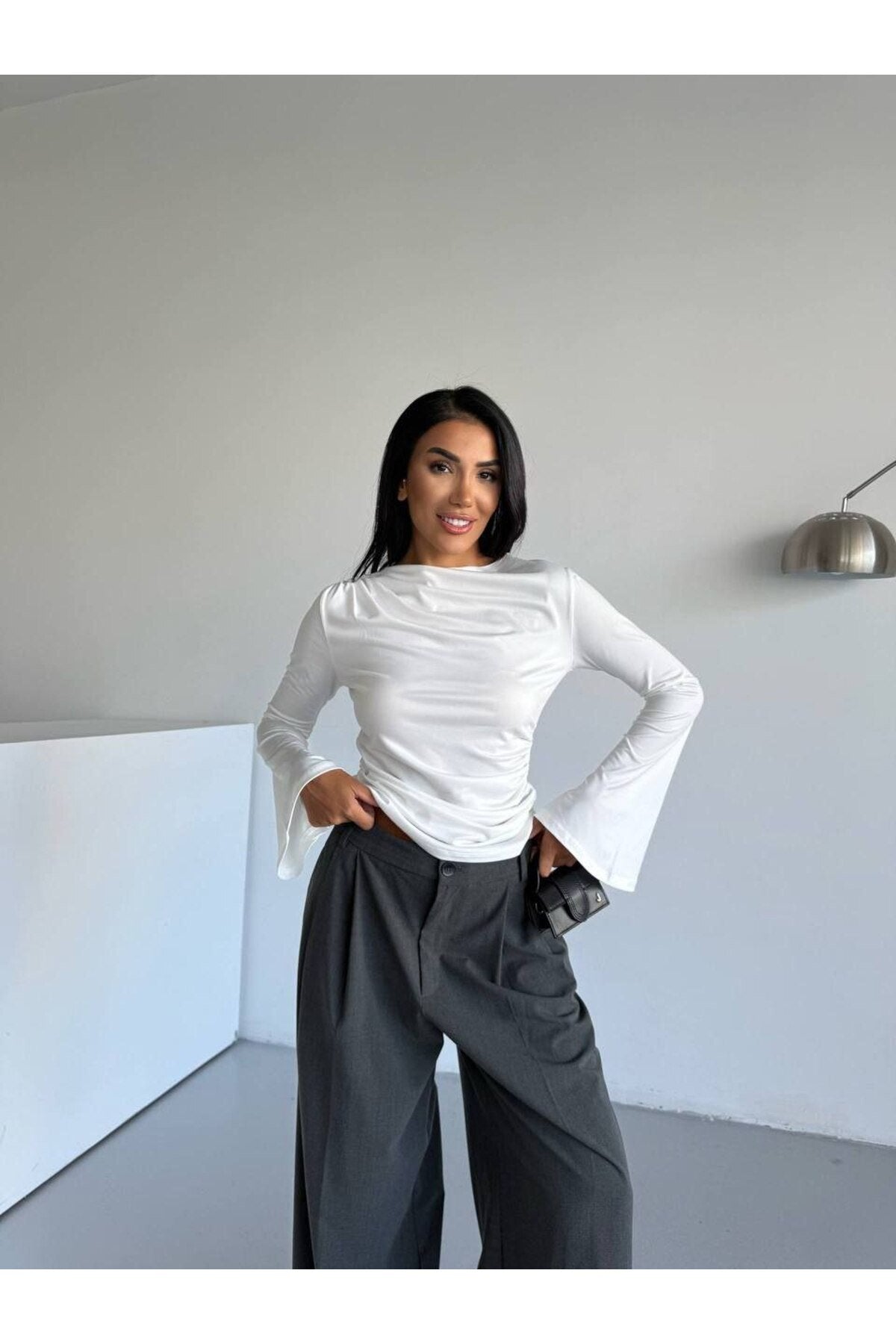 KADIN DRAPELİ İSPANYOL KOL ESNEK KUMAŞ BLUZ