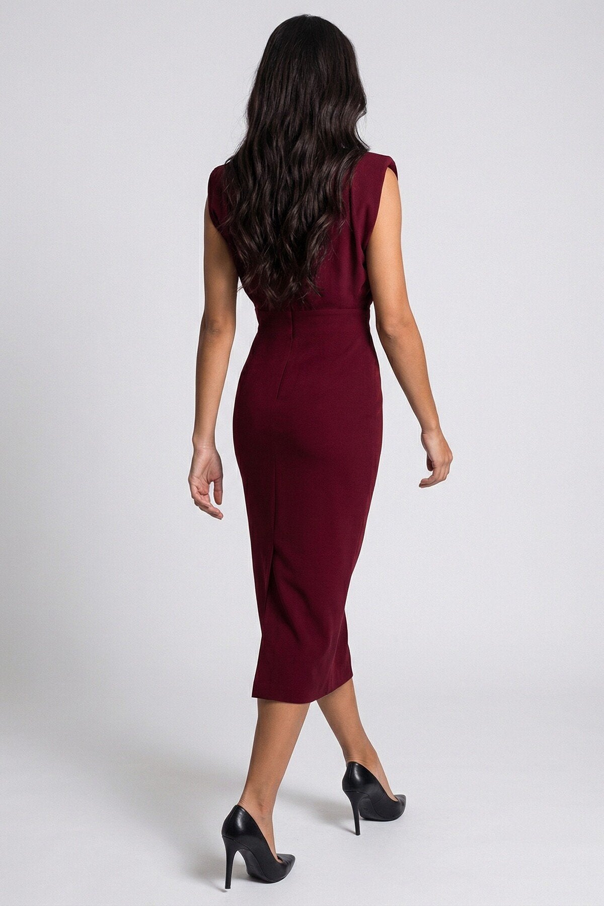 KADIN ANVELOP KESİM VATKALI BROŞLU ESNEK KUMAŞ KOLSUZ ABİYE DÜĞÜN DAVET SÖZ NİŞAN ELBİSESİ