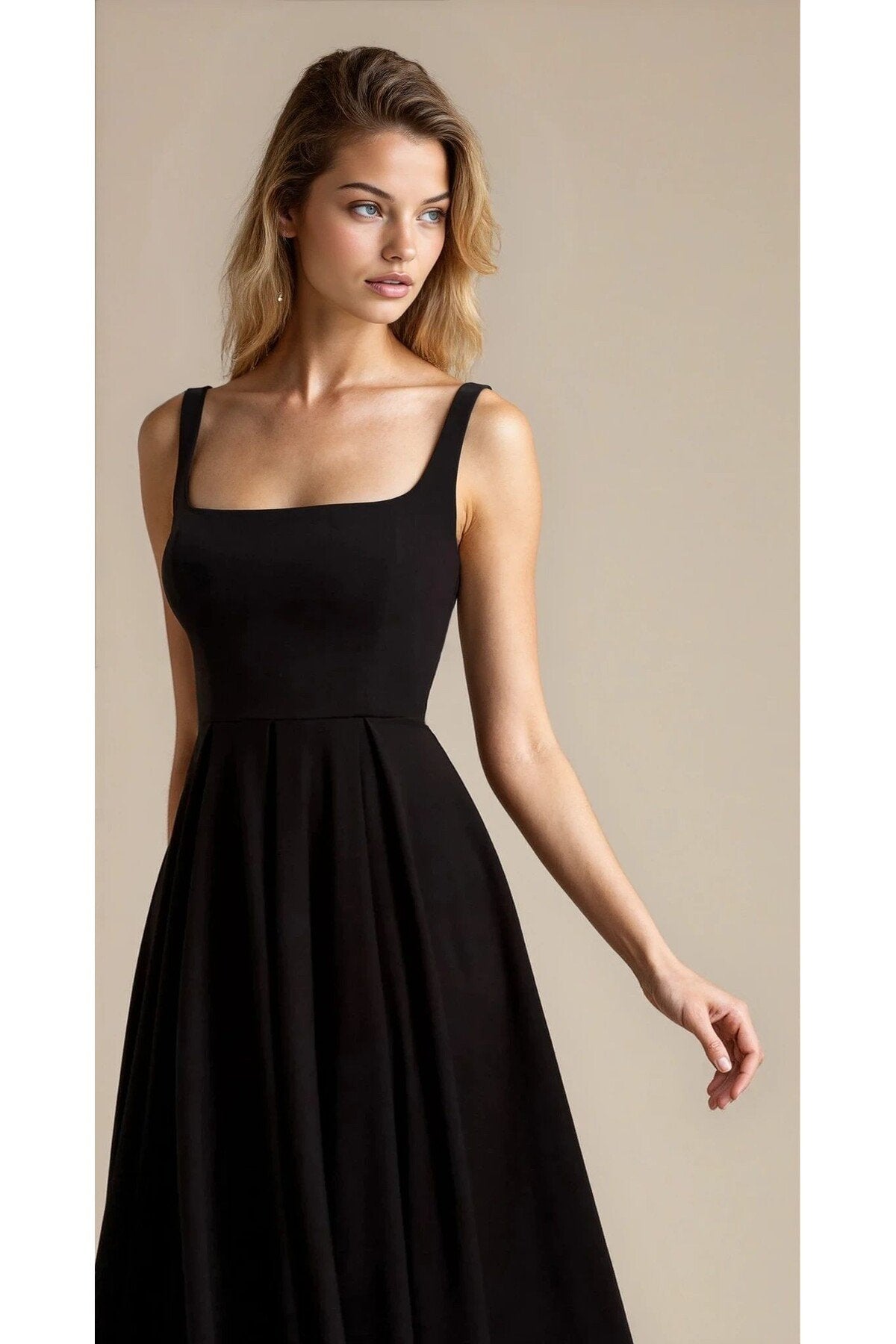 KADIN ATLAS KUMAŞ KLOŞ KESİM KALIN ASKILI UZUN DÜĞÜN NİŞAN SÖZ DAVET ELBİSESİ