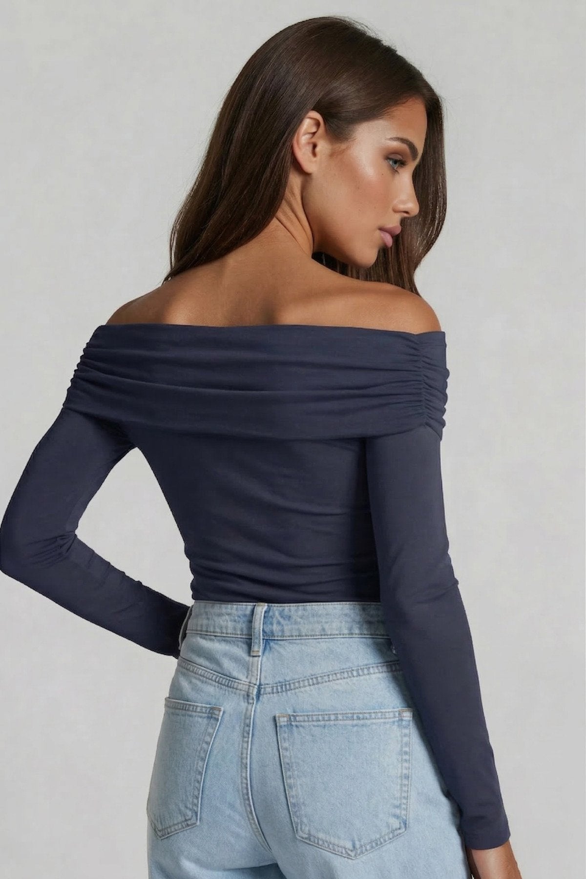 KADIN ÇAPRAZ YAKA DRAPE DETAYLI ESNEK KUMAŞ TASARIM BLUZ